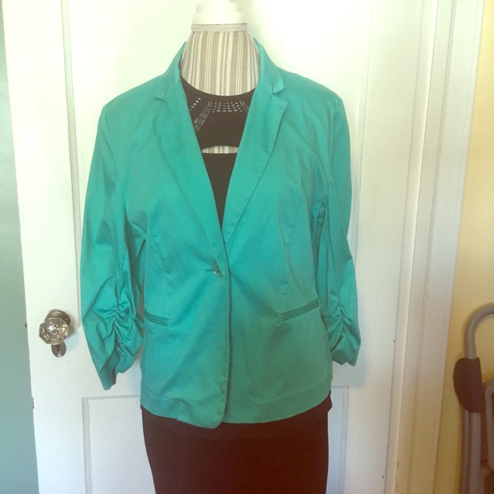 Roz & Ali Teal Cotton Jacket EUC